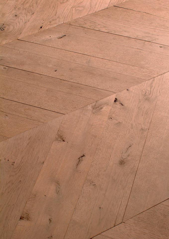 Old oak parquet flooring, Hungarian point or herringbone