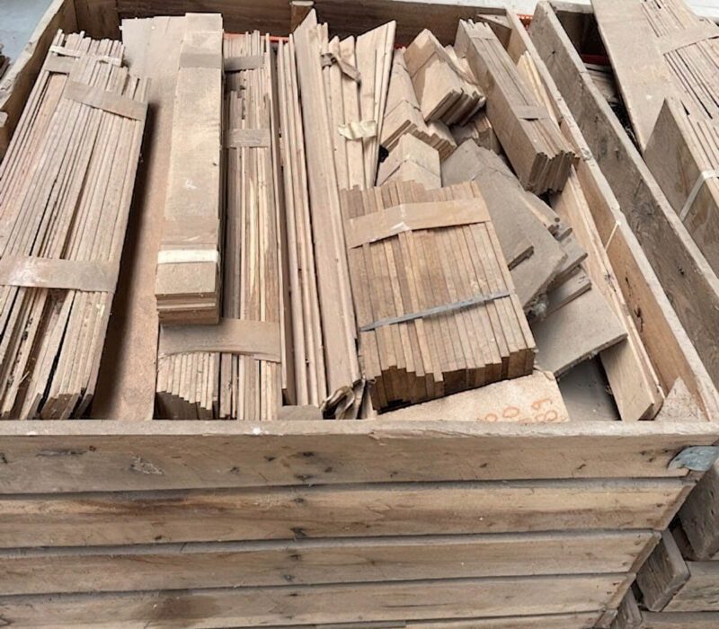 Old oak parquet flooring, Hungarian point or herringbone